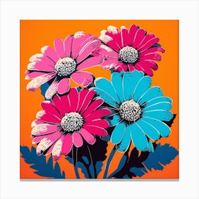 Andy Warhol Style Pop Art Flowers Cineraria Square Canvas Print