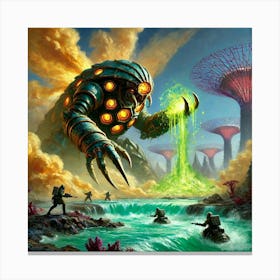 Venusian Kaiju Manipulating Environment Converted Canvas Print