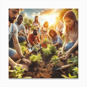 People Working In The Garden Canvas Print