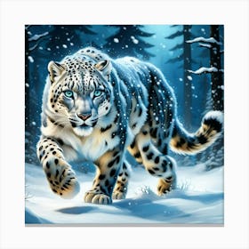 Snow Leopard In The Snow Canvas Print