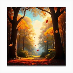 Autumn Leaves and Trees Canvas Print