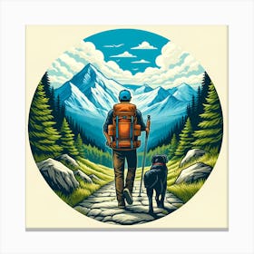 Hiker With Dog Canvas Print