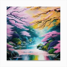River Of Cherry Blossoms Canvas Print
