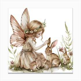 Fairy With Rabbits 1 Canvas Print