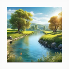 River In The Countryside 14 Canvas Print