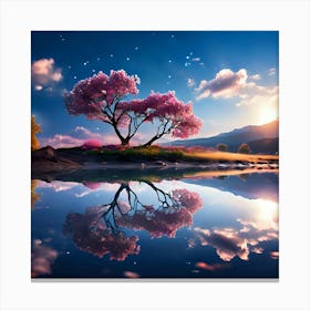 Sakura Tree In Water Canvas Print