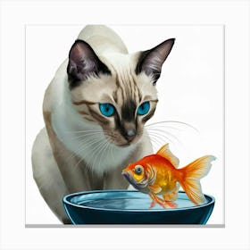 Cat And Goldfish Canvas Print