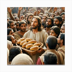 Jesus With Bread Canvas Print