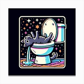 Cat In The Toilet 7 Canvas Print