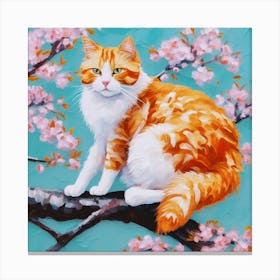 Cat In Cherry Blossoms Canvas Print