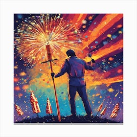 Color Photo of the Best man in play fireworks Canvas Print