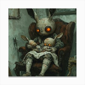 Future Tech Rabbit In A Chair with Baby Canvas Print