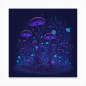 Neon Mushrooms (4) 1 Canvas Print
