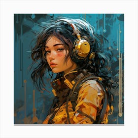 Futuristic Girl With Headphones Canvas Print