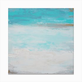 Teal Sea Abstract Painting 2 Square Canvas Print