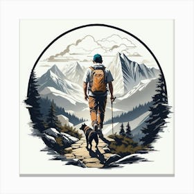 Hiker With Dog Canvas Print