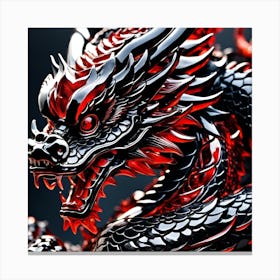 Red & Black Glass Chinese Dragon Canvas Print