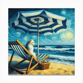 Cat Under The Blue Umbrella Canvas Print