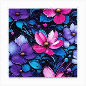 Purple And Blue Flowers Canvas Print