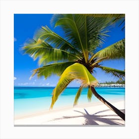 Palm Tree On The Beach Canvas Print