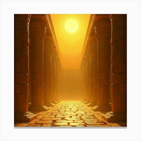 A Mystical Temple Dedicated To Ra, The Sun God, Bathed In Golden Light 1 Canvas Print