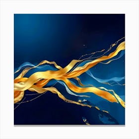 Abstract gold and blue stripes Canvas Print