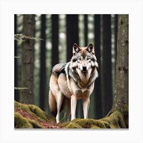 Wolf In The Forest 43 Canvas Print