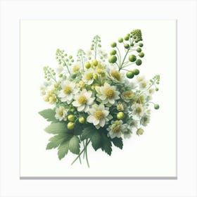 White And Green Flowers Bouquet Canvas Print