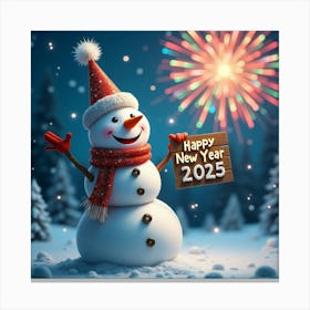 Flux Dev A Jubilant Snowman Stands Amidst A Winter Wonderland 3 Canvas Print