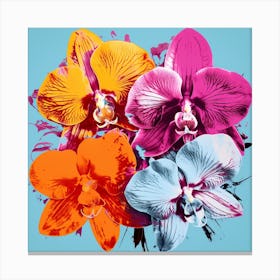 Andy Warhol Style Pop Art Flowers Orchid 4 Square Canvas Print