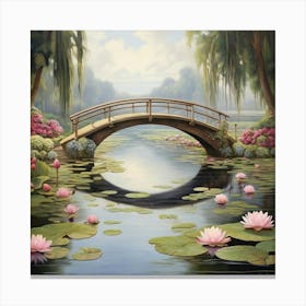 Water Lily Bridge 1 Art Print 3 Canvas Print