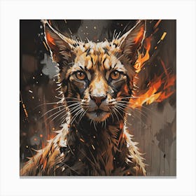 Lynx in fire Canvas Print