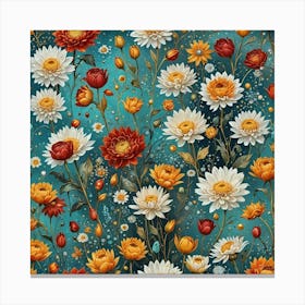 Seamless Pattern With Flowers Canvas Print