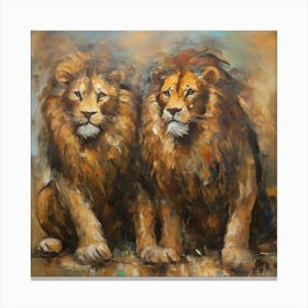 Pair of lions Canvas Print