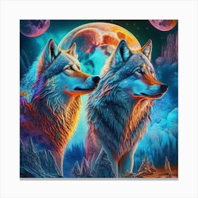 Wolf And Moon 1 Canvas Print