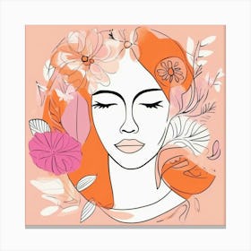 woman portrait with floral head crown 2 Canvas Print