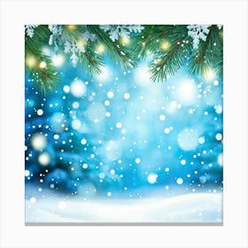 Abstract Winter Wonderland With A Closeup Of A Spruce Tree Branch Adorned With Snowflakes In The For (3) Canvas Print