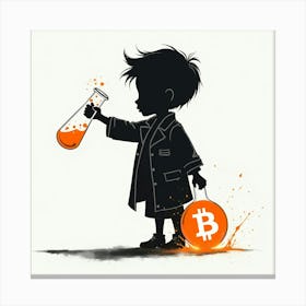 Bitcoin Child Playing Test tube Canvas Print