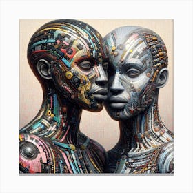 Two Robots Kissing 1 Canvas Print