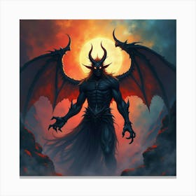 Demon Soul In A Watercolor Dark Realm Of Shifting Colors 1 Canvas Print