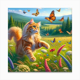 Cat In The Meadow Canvas Print