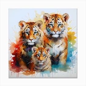 Strength in Unity: A Tiger Family Portrait Canvas Print