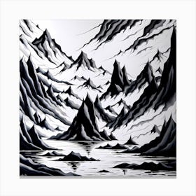 Black And White Painting, black and white art, abstract landscape Canvas Print