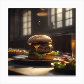 Burger In A Restaurant 18 Canvas Print