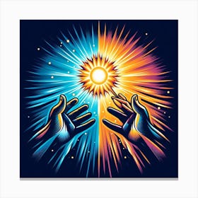 Two Hands Reaching For The Sun Canvas Print