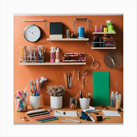 A Photo Of A Wide Variety Of Office Supplies 1 Canvas Print