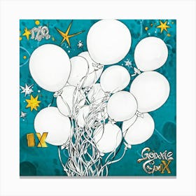 An Octane Rendered Abstract Whimsical Bunch Of Hand Drawn White Balloons Each Decorated With Int (3) Canvas Print