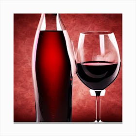 Red Wine Bottle And Glass Canvas Print