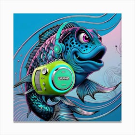 A Funky Fish With A Neon Walkman (4) Canvas Print