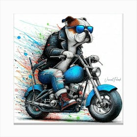 Chopper Bulldog Biker Canvas Print